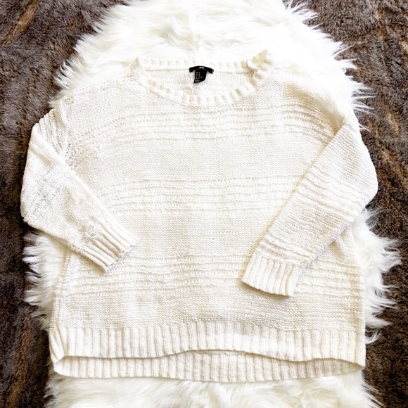 H&M White Open Weave Knit Boxy Top - Picture 3 of 12